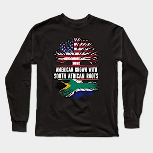 American Grown with South African Roots USA Flag Long Sleeve T-Shirt